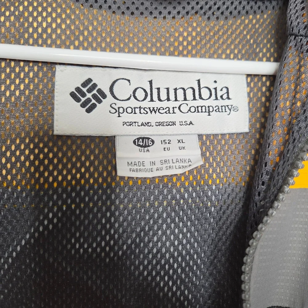 Columbia Kids Yellow Grey Colorblock Packable‎ Windbreaker Jacket Size 14/16 XL